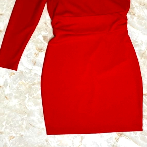 Online Store Dresses One Sleeve Red Midi Cocktail Dress Poshmark